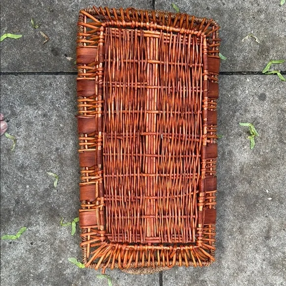 Woven Brown Rectangular Tray - Picture 2 of 4